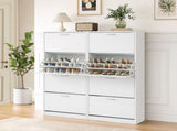 Artiss 2x Shoe Cabinet Storage Organiser 4 Flip Drawer White FURNI-L-SHOE-4D3R-WHX2