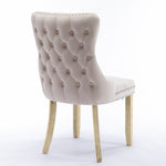 8x Velvet Upholstered Dining Chairs Tufted Wingback Side Chair with Studs Trim Solid Wood Legs for V226-SW8809BG-4