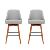 Artiss 2x Bar Stools Swivel Seat Wooden Grey BA-TW-8125-LI-GYX2