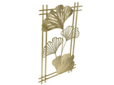 Gold Metal Wall Decor Golden Leaf Wall Hanging Decor Art Sculpture with Frame for Living Room Office V1294-YM0714-3115210287611
