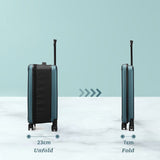 Blue 20 Inch Foldable Carry-on Suitcase Ultra Lightweight 2.1kg Hard Shell Luggage with 360 Spinner V888-ELOSUNG43255