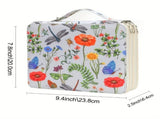 Pink Background Flowers Pattern 124-Slot Large Capacity Zippered Pencil Case - Triple-Layer Oxford V888-ELOSUNG17148