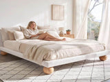 Artiss Queen Bed Frame with Boucle Upholstery and Solid Rubber Wood Legs BFRAME-G-DUNE-Q-BG-ABC
