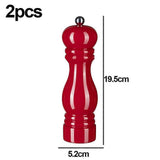 Wooden Pepper Mill Salt and Pepper Shaker with Adjustable Ceramic Rotor 2pcs Red V1188-TSFD-6710-1