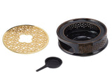 Teapot Warmer Tea Coffee Warmer Base Ceramic Heater with Spoon Lid and Candle Holder Brown V1294-YM0703-3118230130512