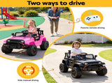 2x Rigo Electric Kids Ride On Car Black Pink Off-Road Ride-On Toy with Remote Control Horn Music RCAR-JEP-4WS-BKXPK