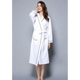 Women Bathrobe, Lightweight Waffle Cotton Unisex Dressing Gown, White L V1188-MS-520-044