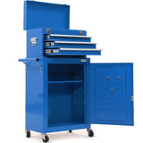 Bullet Pro 3 Drawer Tool Box Cabinet Trolley Storage, with 1-Door Toolbox Garage Organiser Set, Blue V219-TOLCHTBU3CBA