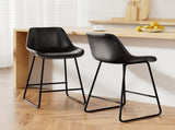 Artiss Bar Stools Kitchen Counter Barstools Leather Metal Chairs Black x2 BA-TW-8068-BKX2