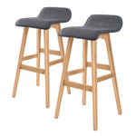 2X Wooden Bar Stool Dining Chair Fabric SOPHIA 74cm GREY V274-FT-WBSFAB-84GY2