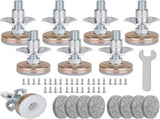 8 Pack Heavy Duty Furniture Levelers, 3/8-16 Adjustable Leg Levelers for Tables Chairs, Silver V1188-MS-721-233