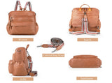 Coffee Fashionable Large-Capacity Women's Backpack - Waterproof, Durable, High-Quality PU Leather V1265-263-COFFEE3