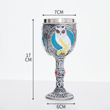Resin Owl Emblem Gothic Goblet 2 PCS, Patterncarved Resin Cup, Stainless Steel Liner, Novelty V1221-XM-LB4270-ZS107