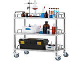 Lab Rolling Cart, 3-Shelf Stainless Steel Rolling Cart, Lab Serving Cart with Swivel Casters, Dental V952-SYSST42014303UK85V0