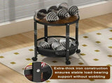 Folding Rolling Side Table Wheels, 3-Tier Round Storage Cart, Space-Saving Portable End Table V1107-CS-UAZGGZ21