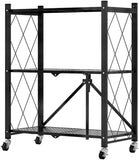 CARLA HOME 3-Tier Foldable Storage Shelf with Wheels for Kitchen, Garage, Pantry or Basement LSB-36140