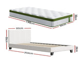 Artiss Single Bed Frame with Hybrid Mattress Set 30cm Medium Firm Platform Headboard Boucle BFRAME-SET-NEO-TED-S