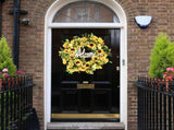 Sunflower Garland Door Ornament Ins Nordic Sunflower Decoration Hello Hanging Ornament V1294-YM0715-211029DY08-2
