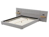Artiss Queen Bed Frame with Wide Headboard, Floating Shelves and USB Grey BFRAME-I-ALTO-Q-GY-AB