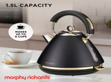 Morphy Richards Ascend Soft Gold Satin Black 1.5L Electric Kettle Rapid Boil MRSGK15B