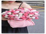 Pink and White Diameter 160 cm -99 Woven Flowers Handmade Rose Bouquet Knit Blanket - Soft Pink V888-ELOSUNG50682