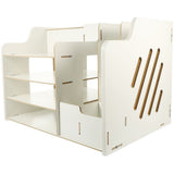 Versatile White Desk Organizer with Lockable Drawer for Pen and File Storage in Home Office V1369-AZ3-W-18159