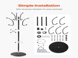 Freestanding Coat Rack, Metal Coats Rack Stand with Umbrella Holder, Stable Marble Base & 14 Hooks, V952-YMJDSJJSSCP01JCLY001V0