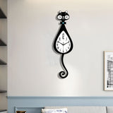 Black Cat-Shaped Clock Home Decor Clock Unique Wall Clock High-Quality Clock Cat V1347-115-BLA-23670