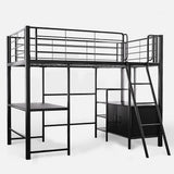 Gaming Loft Bed with Desk and Storage Cabinet, Steel Metal Frame, Space Saving Design, for Single V219-BEDSBBKSL6GA