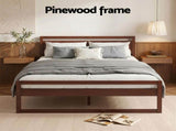 Artiss Bed Frame Double Size Wooden Walnut WITTON WBED-WITTON-D-WAL-AB