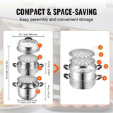 Steamer Pot, 28cm Steamer Pot for Cooking with 8.5QT Stock Pot, Vegetable Steamer & 2 Steaming Grid, V952-SCZG28CM0000NDJSGV0