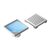 10x10cm Square Shower Drain with Grid Pattern Grate 304 Stainless Steel, CUPC Certified with Hair V63-955561