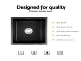 Cefito Kitchen Sink 45x45cm Granite Stone Sink Single Bowl Black SINK-STONE-A-4545-BK