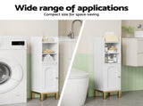 Artiss Bathroom Storage Cabinet Floor Organizer Toilet Corner Adjustable Shelf with Door White FURNI-G-BATH-AZ01-WH