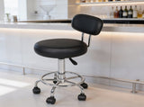 Levede Swivel Office Chair Round Rolling Stools PU Leather Height Adjustable BR1071-BK-M-AU
