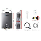 Devanti Portable Gas Water Heater With Pump LPG System Grey GWH-A-LPG-8L-BG-PUMP