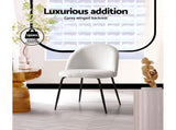 Artiss Dining Chairs Set of 2 Sherpa Boucle White MO-DIN-KJC150-VEL-WHX2