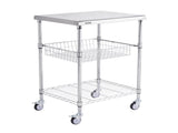 Kitchen Utility Cart, 3 Tiers, Wire Rolling Cart with 213kg Capacity, Steel Service Cart on Wheels, V952-LLCFTCCB20X24IGJ4V0