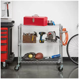 3 Tier Silver Storage Cart with 362.87kg Capacity V178-68979