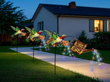 Solar Powered Garden Lights with Bird and Flower Design, Waterproof Outdoor Patio Decor, Automatic V1366-AZ2-W-14741