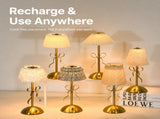 Creative Rechargeable Bow Table Lamp with Pleated Fabric Lampshade - Three Colour Soft Light, Touch V888-ELOSUNG52998