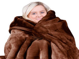 Laura Hill 800-GSM Mink Blanket Queen Size Double-Sided Soft Plush Bed Faux Throw Rug Chocolate MNKHV-CH