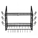 Toque Pot Rack Wall Mounted 2 Tier Hanging Cookware Organizer 20 Hooks Pan Rack KT1063-BK-2-AU