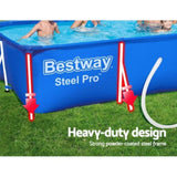 Bestway Swimming Pool 400x211x81cm Steel Frame Above Ground Pools w/ Filter Pump 5700L BW-POOL-SQ-4M-56425