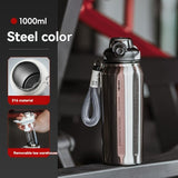 316 Stainless Steel Water Bottle Outdoor Insulated Bottle Sports Straw Bottle - Silver - Size 1000ml V1102-122-95094-SLR-1000ML