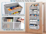Storage Marvel in Black & Gray 3-Tier Over-the-Door Organizer with 3 Large Pockets. Sturdy and V1106-MHSND001