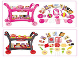 Pink Children's Pretend Play Kitchen Cart Set with Toys - Roleplay Cooking Set with Accessories V888-ELOSUNG21174