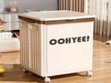 Beige Large Foldable Storage Box with Lid and Wheels - Heavy Duty Collapsible Toy Organizer Bin V888-ELOSUNG36117