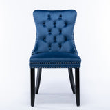 4x Velvet Dining Chairs Upholstered Tufted Kithcen Chair with Solid Wood Legs Stud Trim and V226-SW1901BL-2