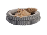 50x50x18 CM Grey Ultra-Soft Thickened Round Pet Bed with Stripe Texture - Plush Self-Warming Donut V888-ELOSUNG49673